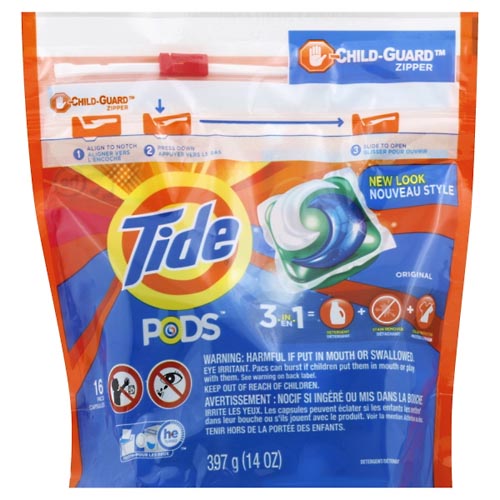 Image for Tide Detergent, 3-in-1, Original,16ea from Theatre Pharmacy