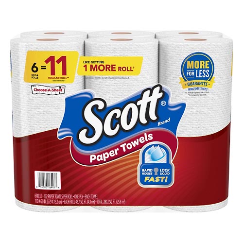 Image for Scott Paper Towels, Mega Rolls, Choose-A-Sheet, One-Ply,6ea from Theatre Pharmacy