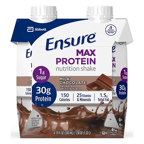 Image for Ensure Nutrition Shake, Max Protein, Milk Chocolate,4ea from Theatre Pharmacy