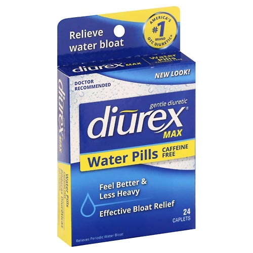 Image for Diurex Water Pills, Max, Caffeine Free, Caplets,24ea from Theatre Pharmacy