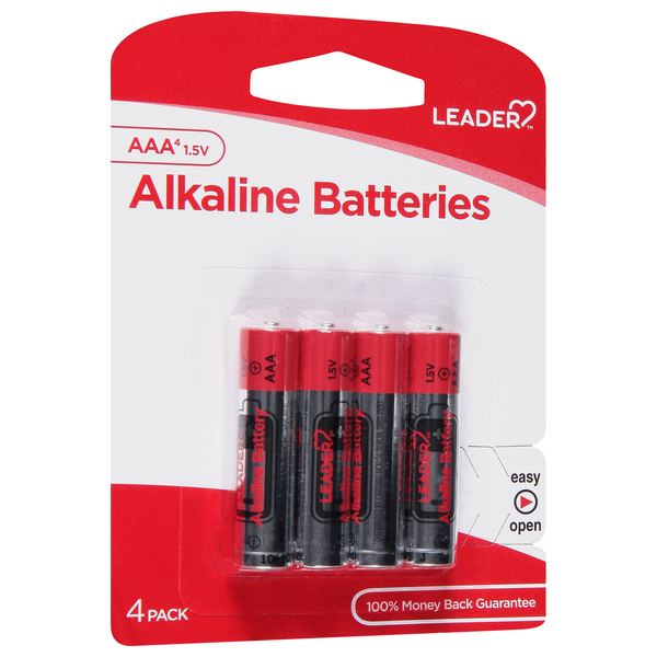 Image for Leader Batteries, Alkaline, AAA, 1.5V, 4 Pack, 4ea from Theatre Pharmacy