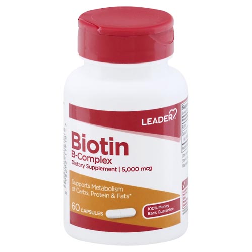 Image for Leader Biotin B-Complex, 5000 mcg, Capsules,60ea from Theatre Pharmacy