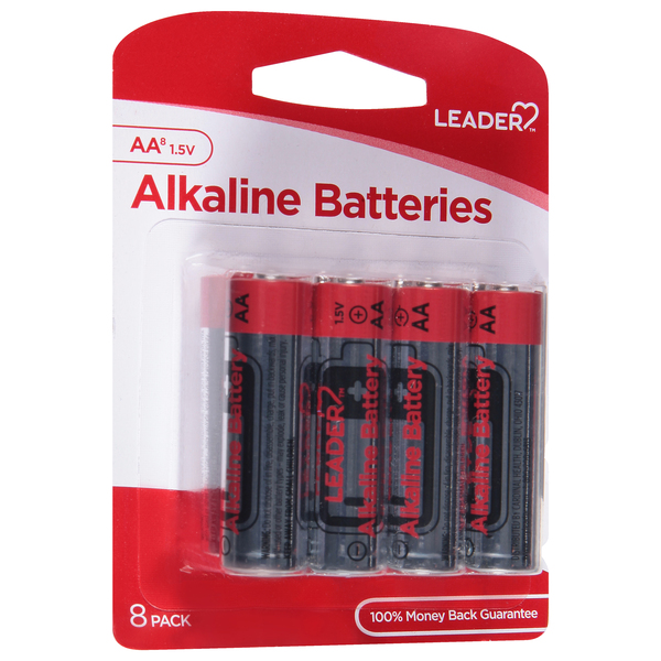 Image for Leader Batteries, Alkaline, AA, 1.5 Volt, 8 Pack, 8ea from Theatre Pharmacy
