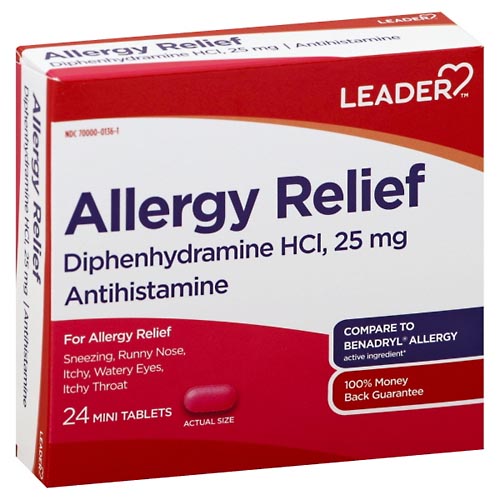 Image for Leader Allergy Relief, 25 mg, Mini Tablets,24ea from Theatre Pharmacy
