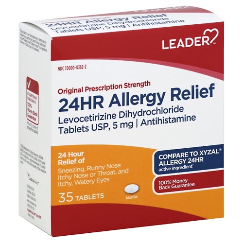 Image for Leader Allergy Relief, 24Hr, Original Prescription Strength, Tablets,35ea from Theatre Pharmacy