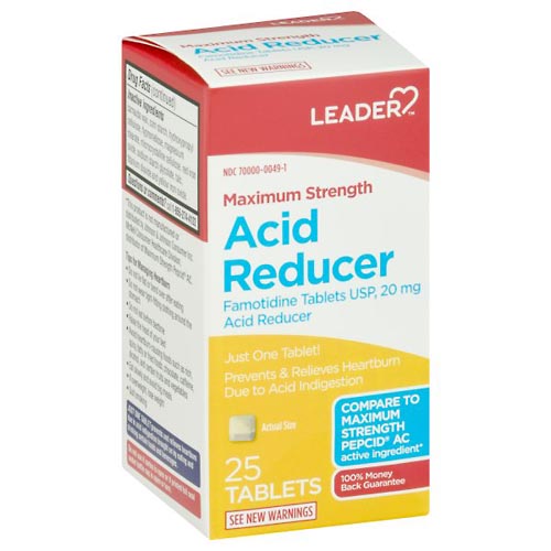 Image for Leader Acid Reducer, Maximum Strength, Tablets,25ea from Theatre Pharmacy