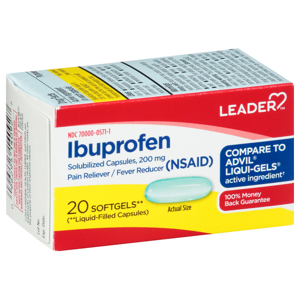 Image for Leader Ibuprofen, 200 mg, Softgels,20ea from Theatre Pharmacy
