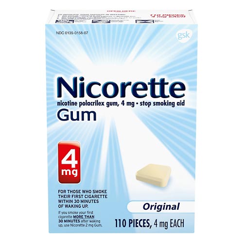 Image for Nicorette Stop Smoking Aid, 4 mg, Gum, Original,110ea from Theatre Pharmacy