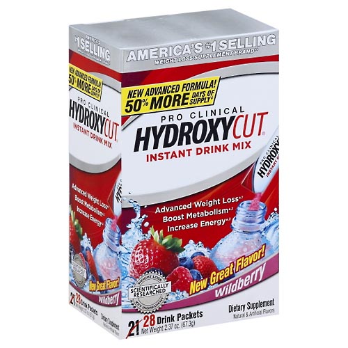 Image for Hydroxycut Instant Drink Mix, Packets, Wildberry,28ea from Theatre Pharmacy