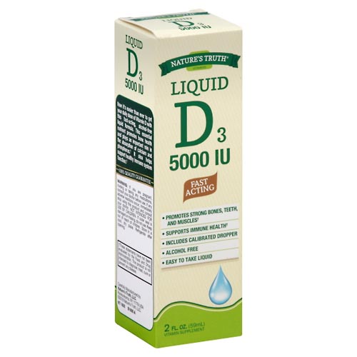 Image for Natures Truth Vitamin D3, 5000 IU, Fast Acting, Liquid,2oz from Theatre Pharmacy