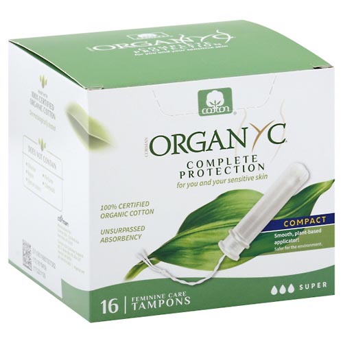 Image for Organyc Tampons, Super, Compact,16ea from Theatre Pharmacy
